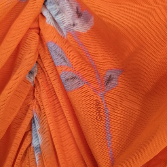 New Ganni Printed Mesh Ruched Sleeveless Midi Sun Dress 36/4 Sundress - Picture 10 of 14